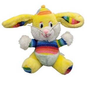 Vtg Scottie Toys Easter Rainbow Bunny Plush Stuffed Animal 12" Terry Cloth Belly